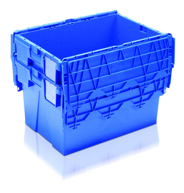 Economy Attached Lid Containers - 600L x 400W x 365Hmm - 65 Litres