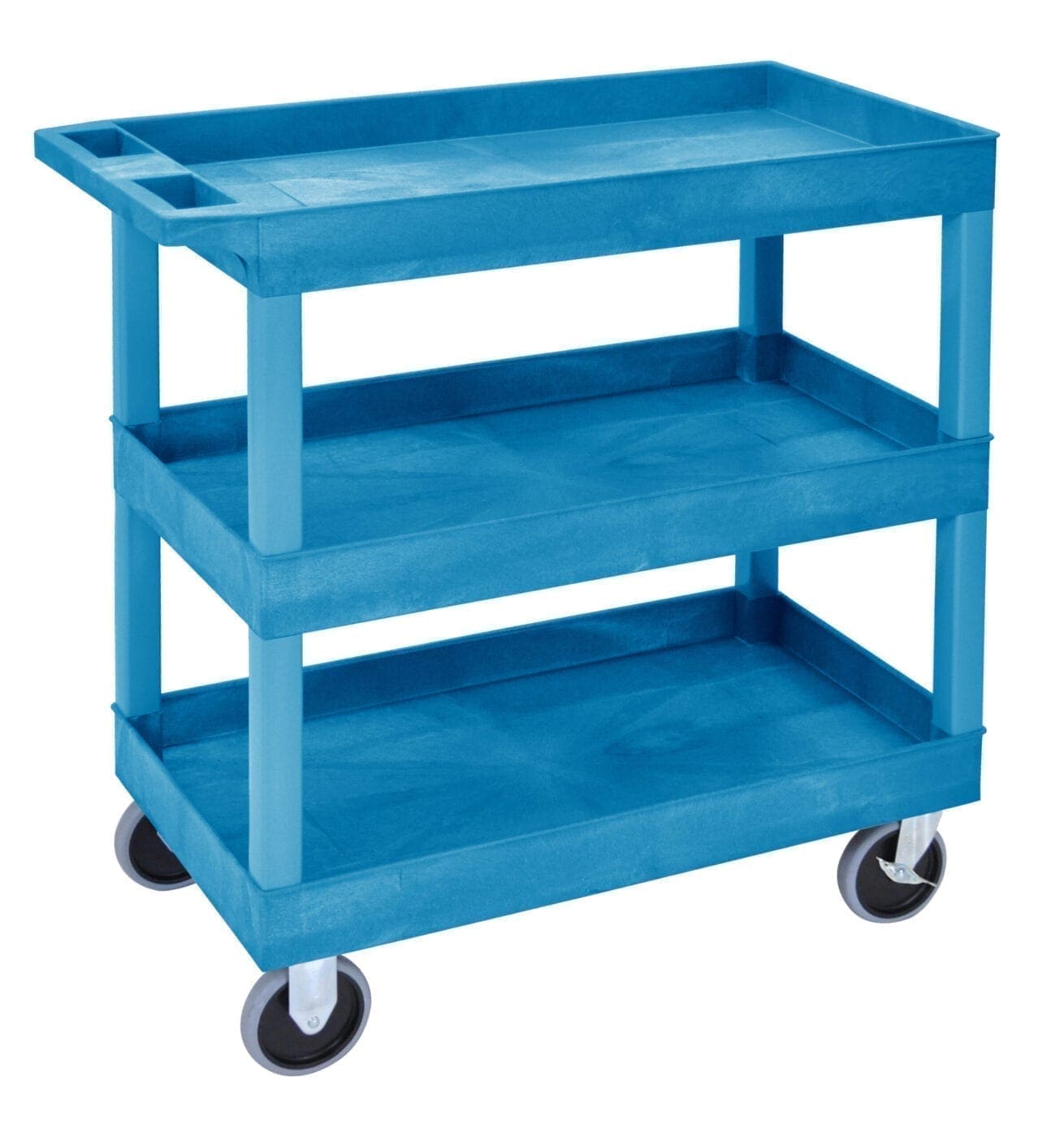 Plastic Multi Purpose Trolley Service Trolley 3 Storage Trays (Blue