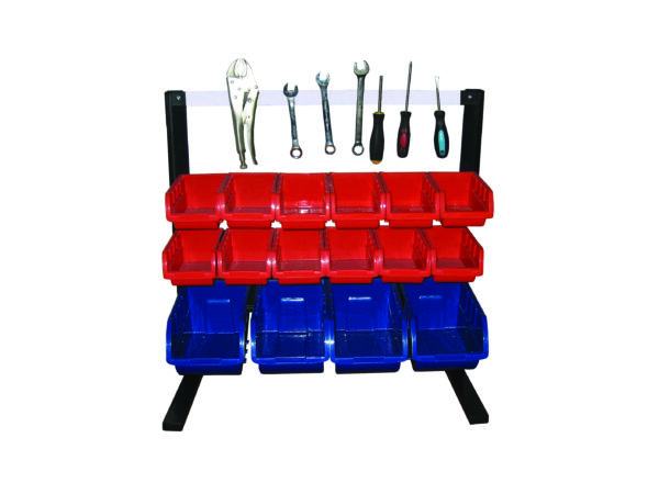 Storage Bin Rack complete with 16 Bins With Magnetic Strip