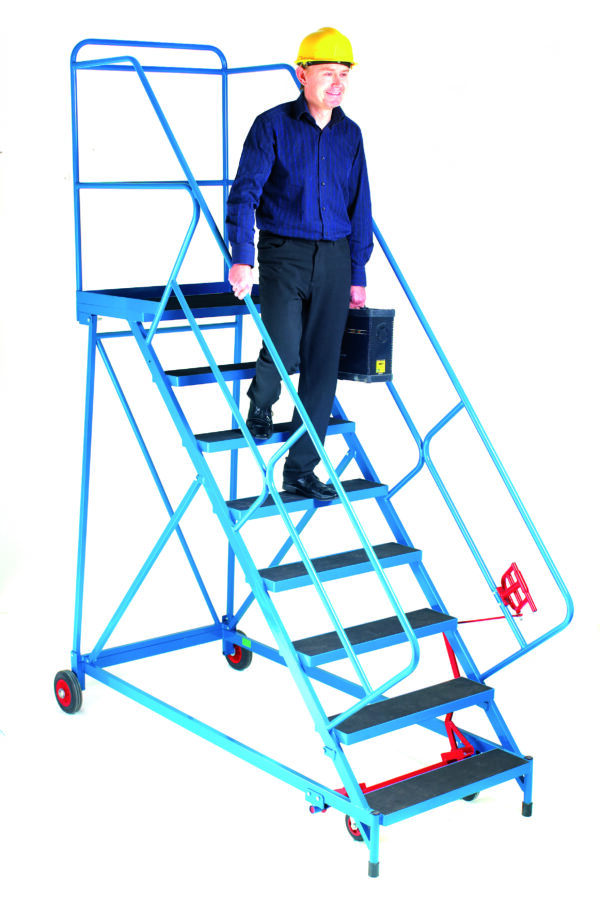 Fort® Wide Tread Blue 'Trojan' Mobile Step -  12 Step - Phenolic - Easy Slope