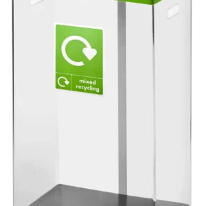 Clear Recycling Bins - Lime Lid/Mixed Recycling