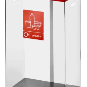 Clear Recycling Bins - Red Lid/Plastics