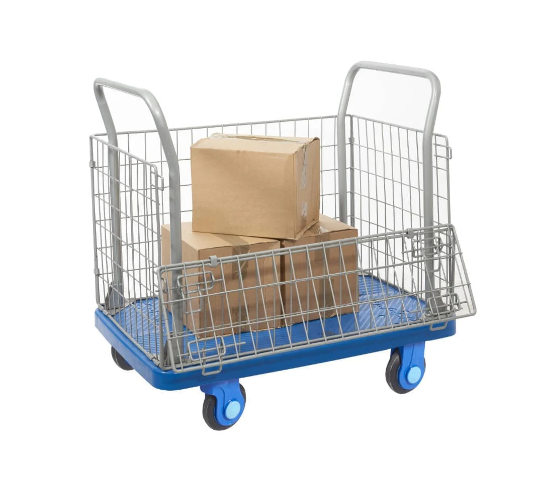 Proplaz Super Silent Platform Truck - Mesh with Open Top & 1/2 Drop Side