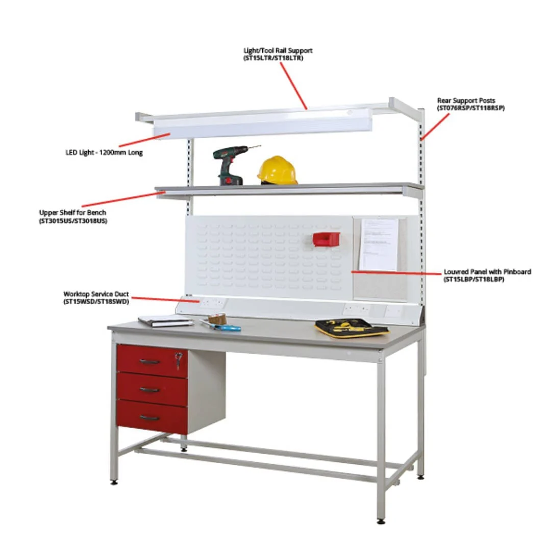 Light/Tool Rail Support for 1500mm Benches