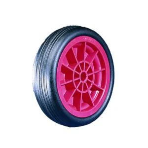 Black Solid Rubber Tyred Wheels With Red Polypropylene Centres
