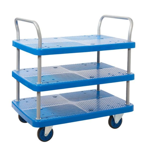 Proplaz Blue Platform Trolley - 3 Tier