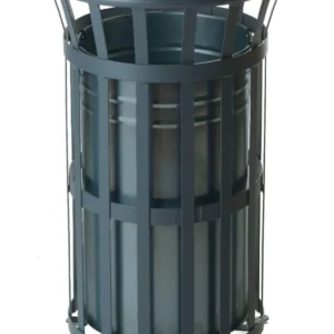 Outdoor Open Top Steel Bin - Dark Grey/40L